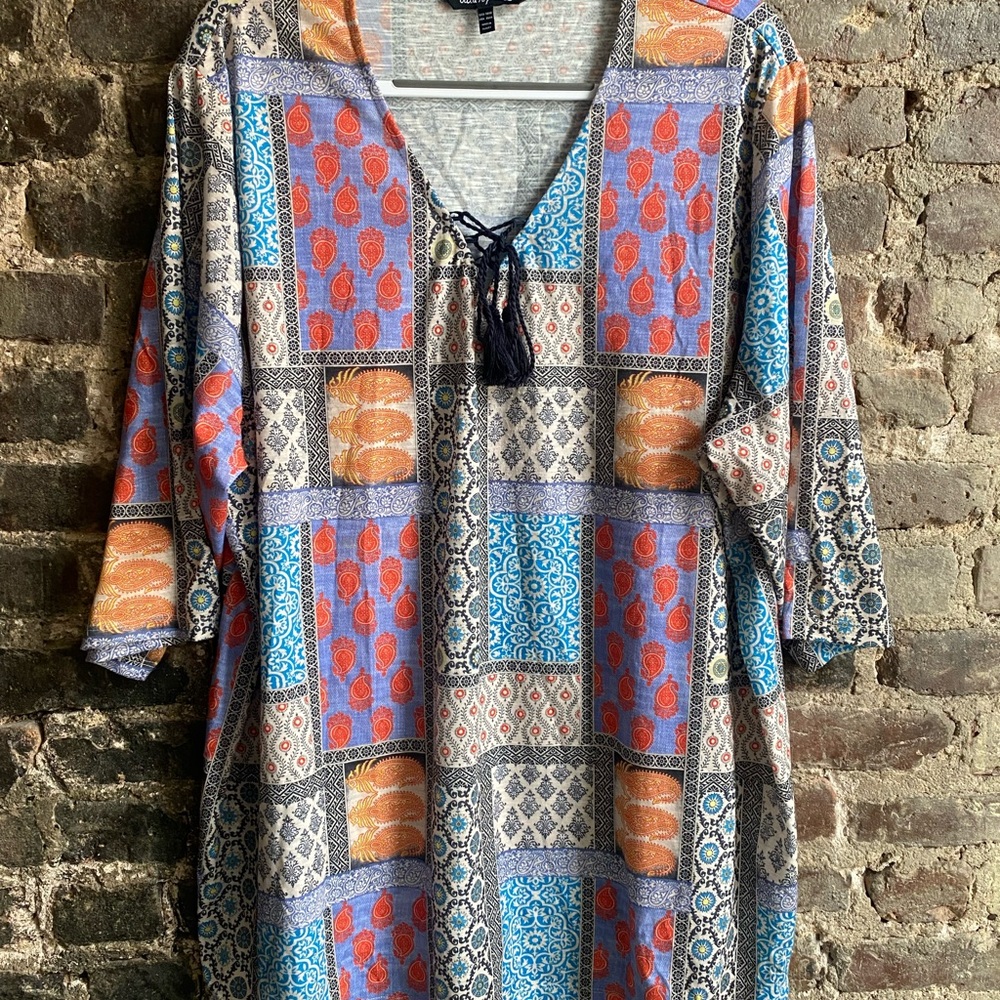 Ulla Popken Multicolor Patchwork Tunic - image 1